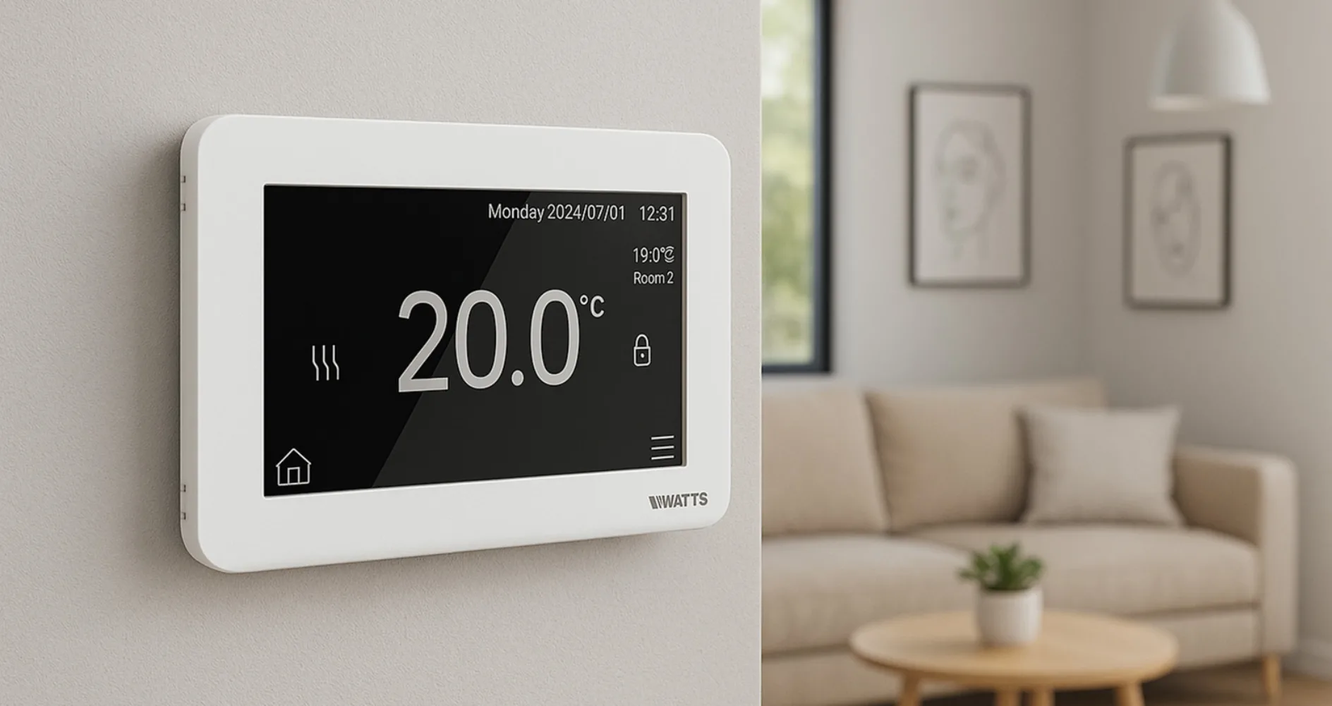 BT ST03 RF smart thermostat in living room 1571x834