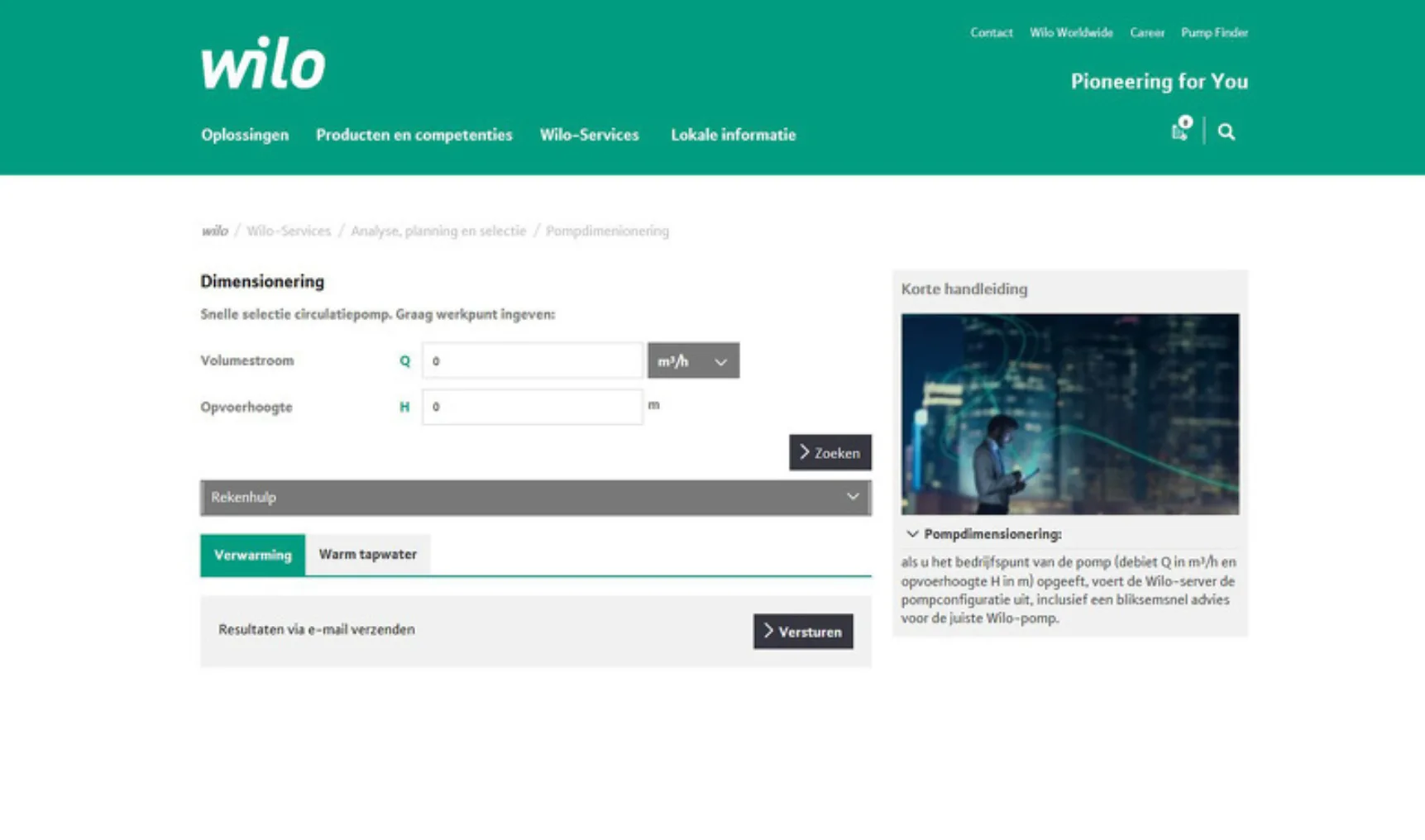 Wilo Pompdimensionering